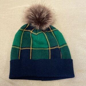 Green and blue Rachel Zoe Pom hat